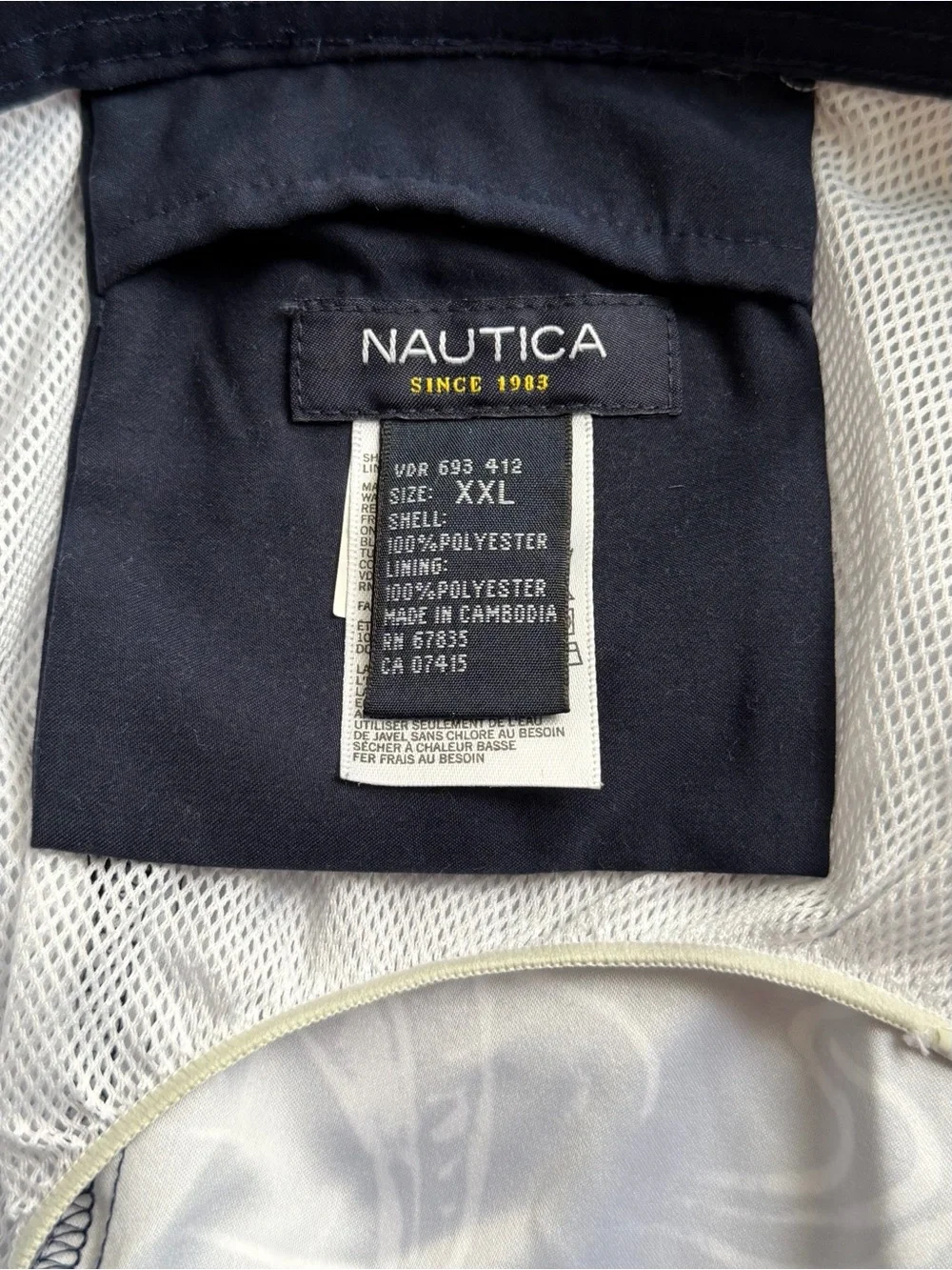 Nautica Navy Swim Trunks with White Wave & Fish Print size 2XL